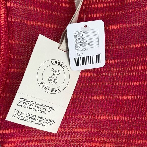 Urban Renewal Vintage Remnants Pink/Red Tie-Back Knit Wrap Crop Top - Picture 4 of 7